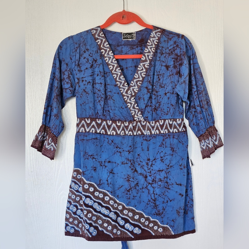 Blue and Brown Patterned Dress